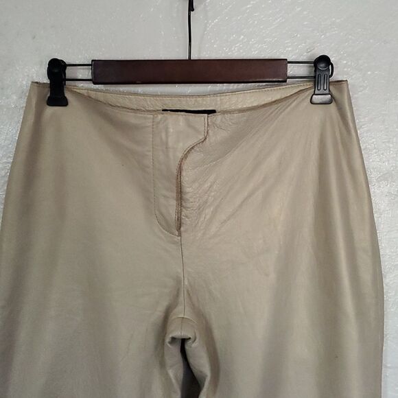 Vintage Express Gold Leather Boot Cut or Straight Leg Pants Size 6 - Picture 2 of 12